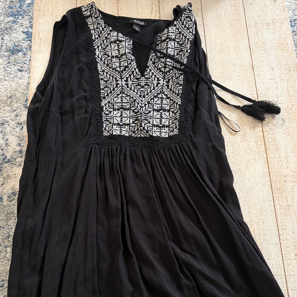 a.n.a Black Maxi Dress with White Embroidered Yoke